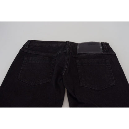 Acht Black Low Waist Slim Fit Cotton Denim Jeans