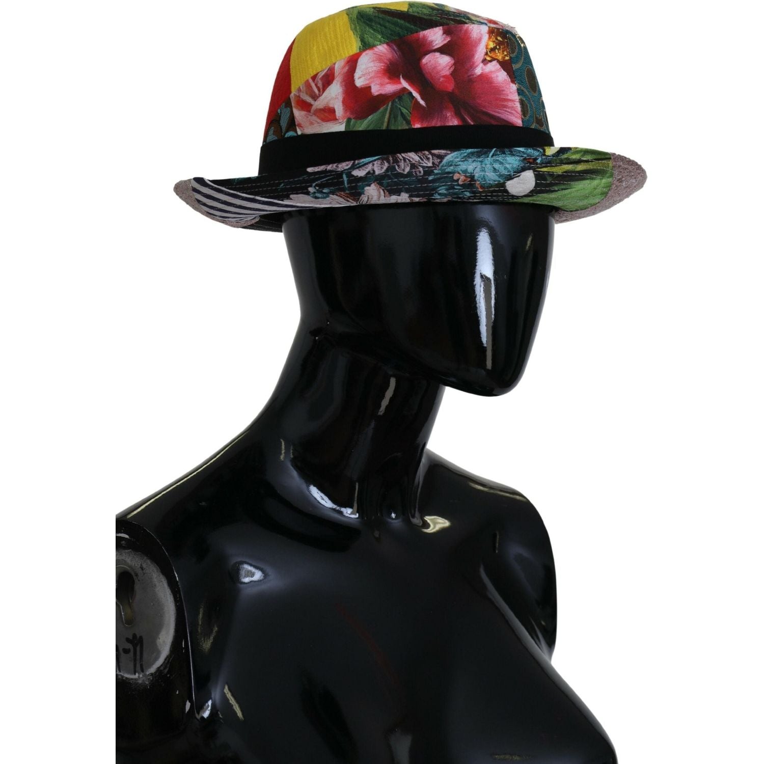 Dolce & Gabbana Multicolor Patchwork Women Fedora Wide Brim Hat