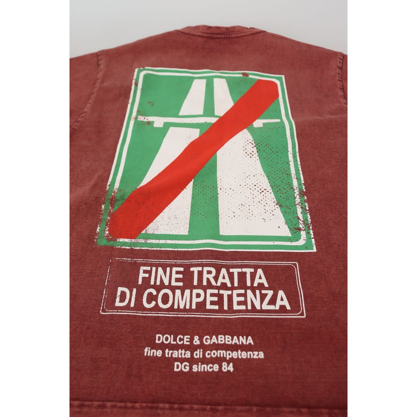 Dolce & Gabbana Maroon Print Round Neck Short Sleeves T-shirt