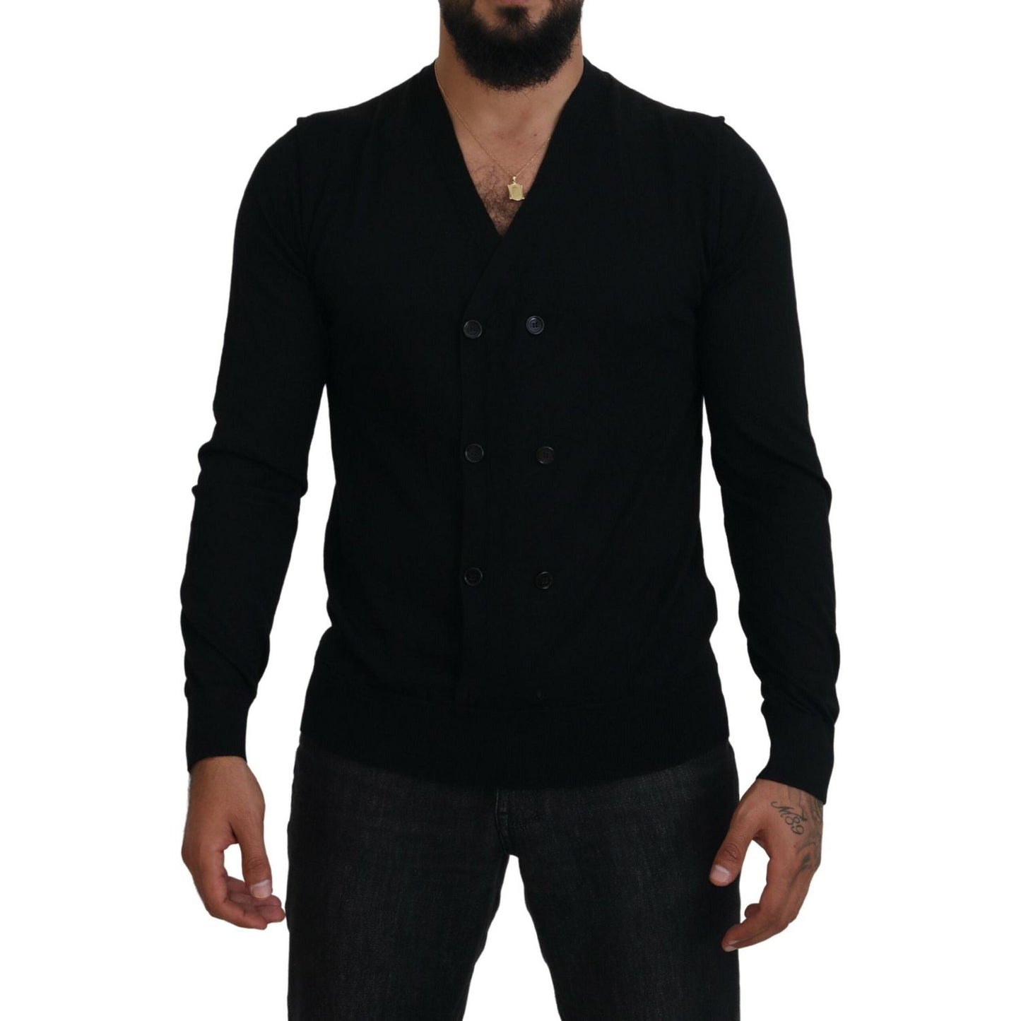 Dolce & Gabbana Black Cashmere Button Down Cardigan Sweater