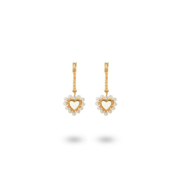 24KAE JEWELS JEWELRY Mod. 42403Y heart-shaped gold earrings with pearls