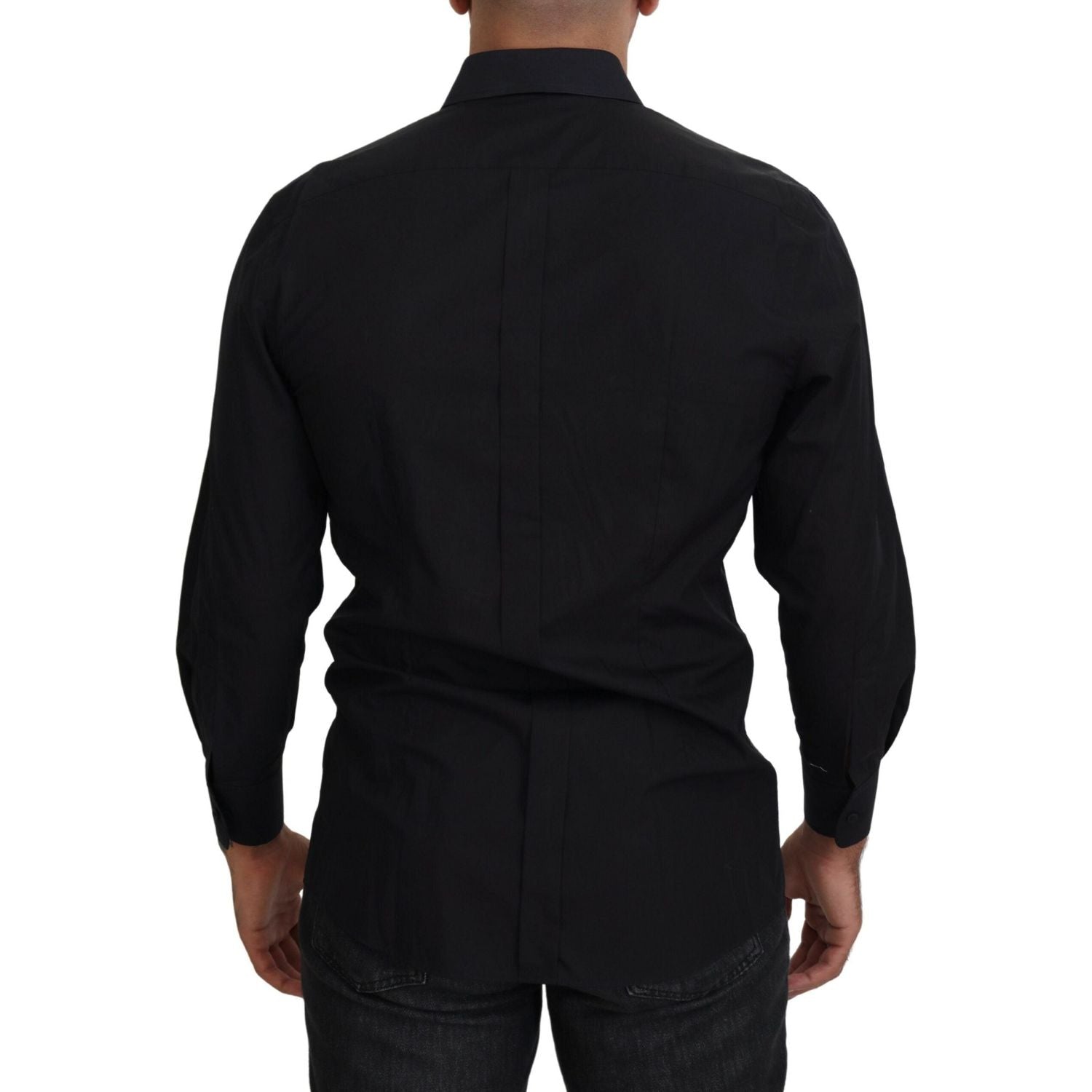 Dolce & Gabbana Black GOLD Cotton Collared Long Sleeve Shirt