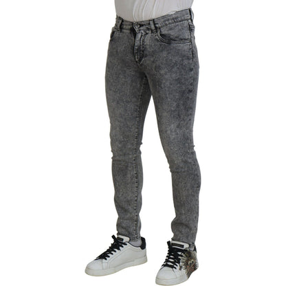 Dolce & Gabbana Grey Washed Cotton Slim Fit Men Denim Jeans