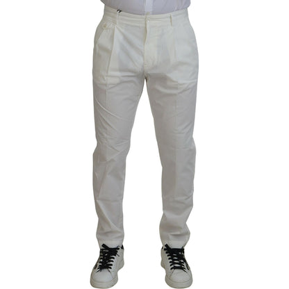 Dolce & Gabbana White Cotton Skinny Chino Pants
