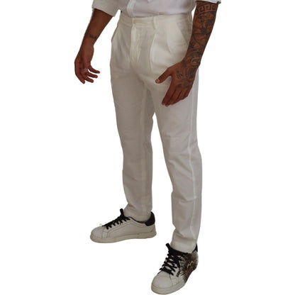 Dolce & Gabbana White Cotton Skinny Chino Pants