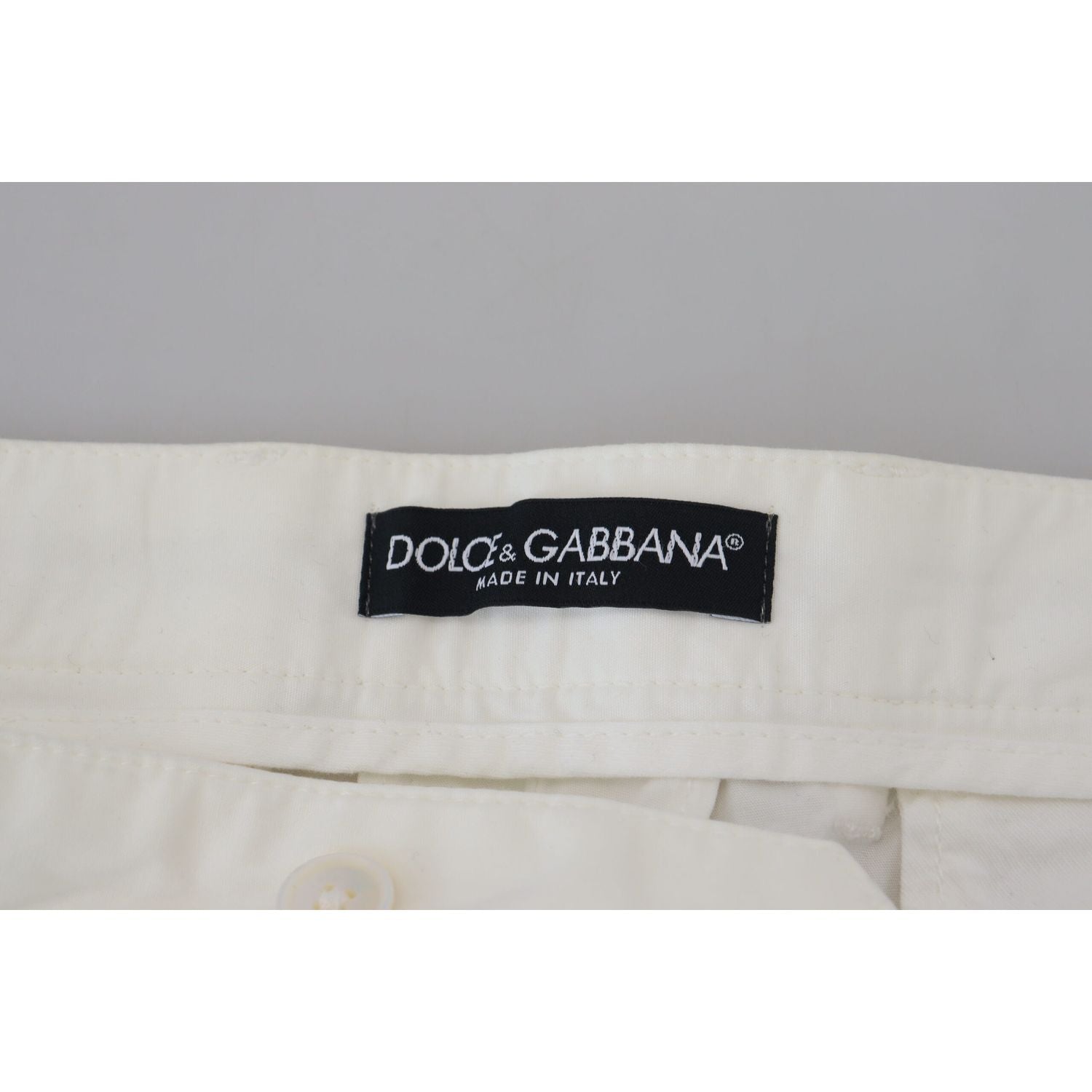 Dolce & Gabbana White Cotton Skinny Chino Pants
