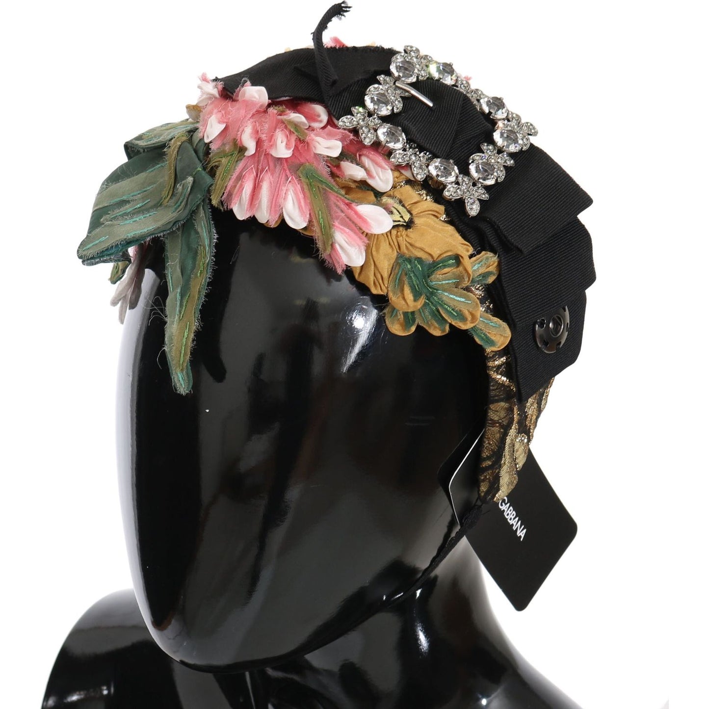 Dolce & Gabbana Multicolor Tiara Floral Crystal Bow Diadem Headband