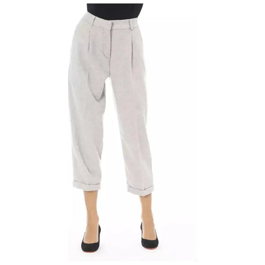 Alpha Studio Gray Wool Women Pants