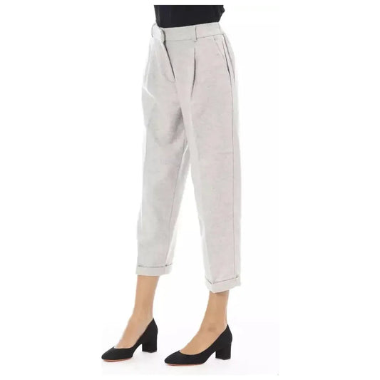 Alpha Studio Gray Wool Women Pants