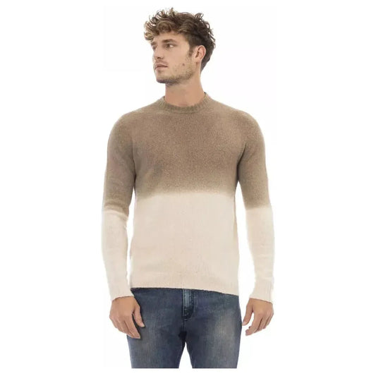 Alpha Studio Beige Alpaca Men Sweater