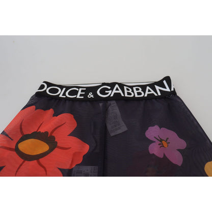 Dolce & Gabbana Black Floral Leggings Stretch Waist Pants