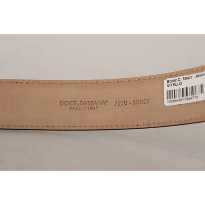 Dolce & Gabbana Black Calf Leather Brown Backend Metal Buckle Belt