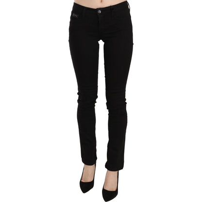 Costume National Black Sequined Mid Waist Slim Fit Denim Jeans