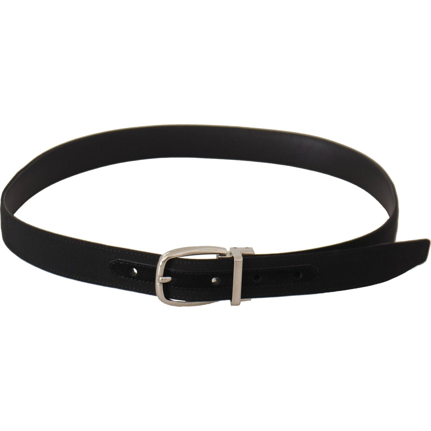 Dolce & Gabbana Belt Black Calf Leather Silver Tone Metal Buckle