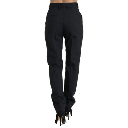 Dolce & Gabbana Black Wool High Waist Tapered Pants