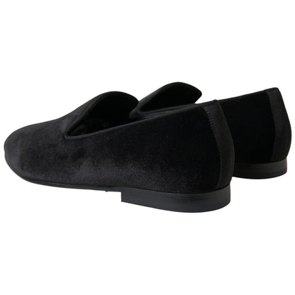 Dolce & Gabbana Black Velvet Loafers Formal Shoes