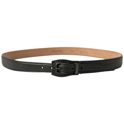 Ermanno Scervino Black Leather Metal Buckle Cintura Belt