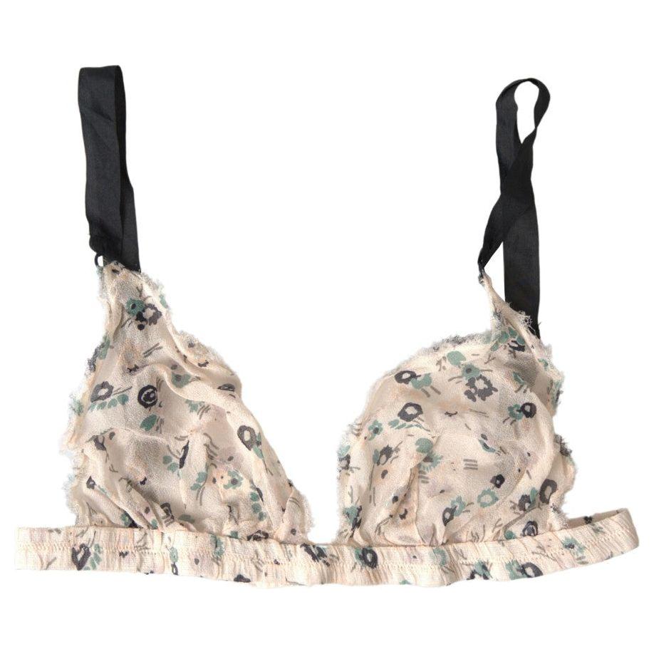Costume National Beige Floral Underwear Bikini Bra
