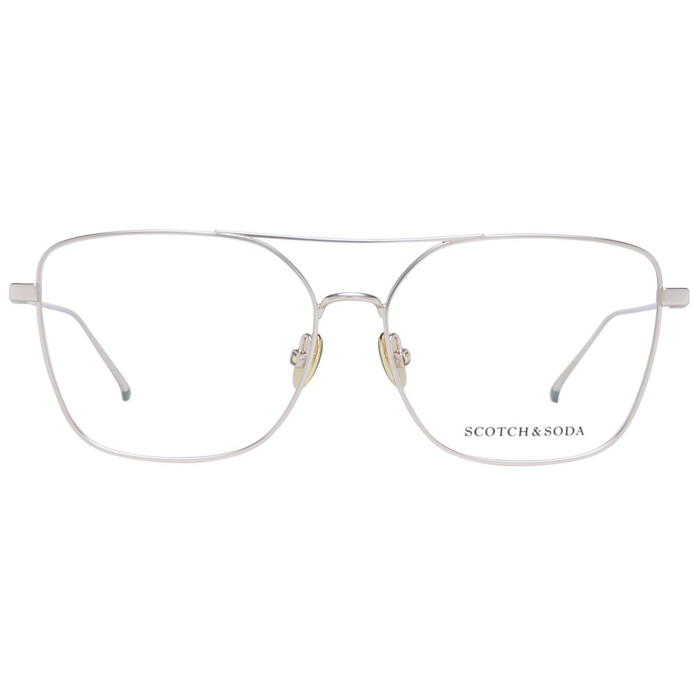 Scotch & Soda Gold Women Glasses Frame, metal full-rim square style, demo lenses, size 55-14-145, branded case included.