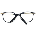 Omega Black Men Glasses Frame, round full-rim metal and plastic design with demo lenses, black frame, size 52-22-145.