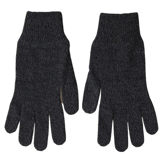 Dolce & Gabbana Gray Virgin Wool Knit Hands Mitten Men Gloves