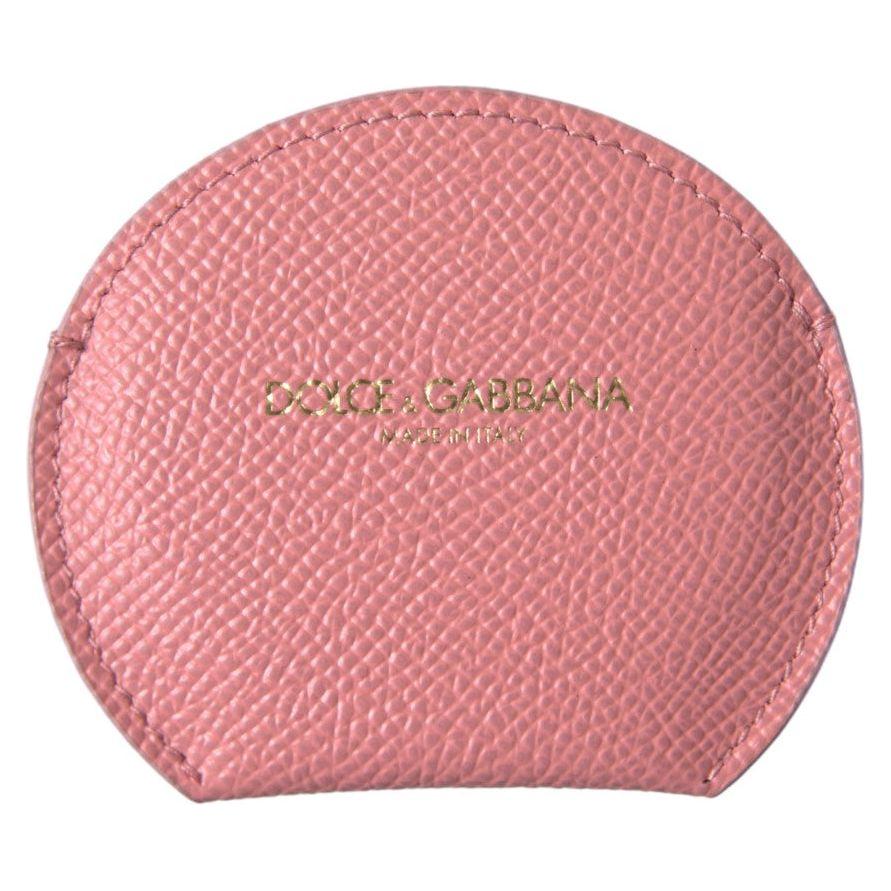 Dolce & Gabbana Pink Calfskin Leather Round Mirror Holder