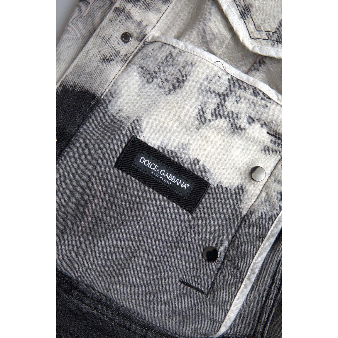 Dolce & Gabbana Multicolor Cotton Collared Denim Jacket