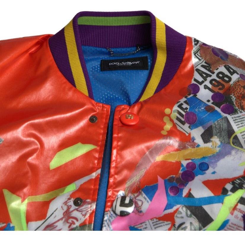 Dolce & Gabbana Orange Polyester Button Blouson Jacket