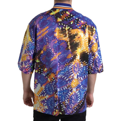 Dolce & Gabbana Luminaire Print Cotton Polo Top Men Shirt