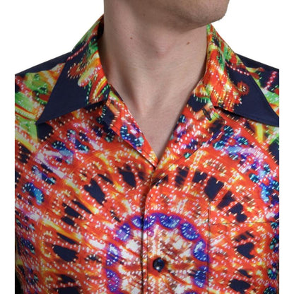 Dolce & Gabbana Multicolor Luminarie Print Men Shirt Silk