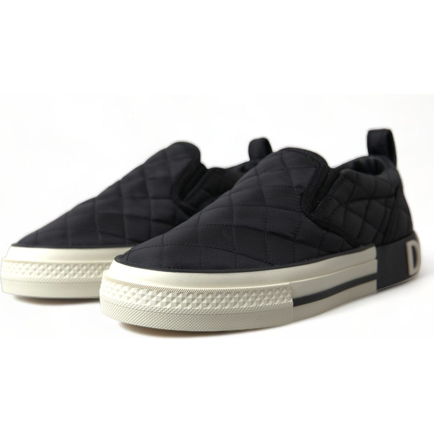 Dolce & Gabbana Black Quilted Slip On Low Top Sneakers Shoes
