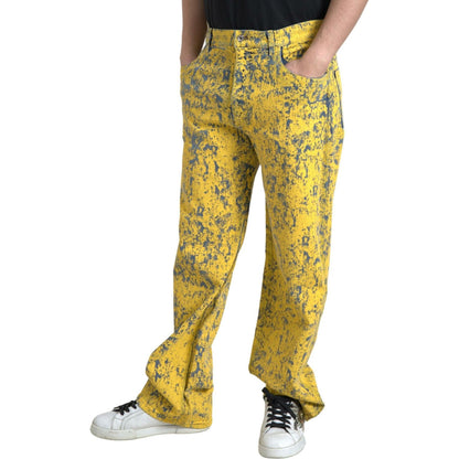 Dolce & Gabbana Yellow Cotton Tie Dye Straight Denim Jeans