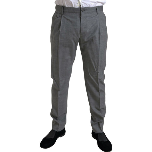 Dolce & Gabbana Gray Wool Chino Skinny Men Dress Trouser Pants