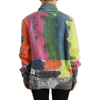 Dolce & Gabbana Multicolor Mohair Turtleneck Pullover Sweater