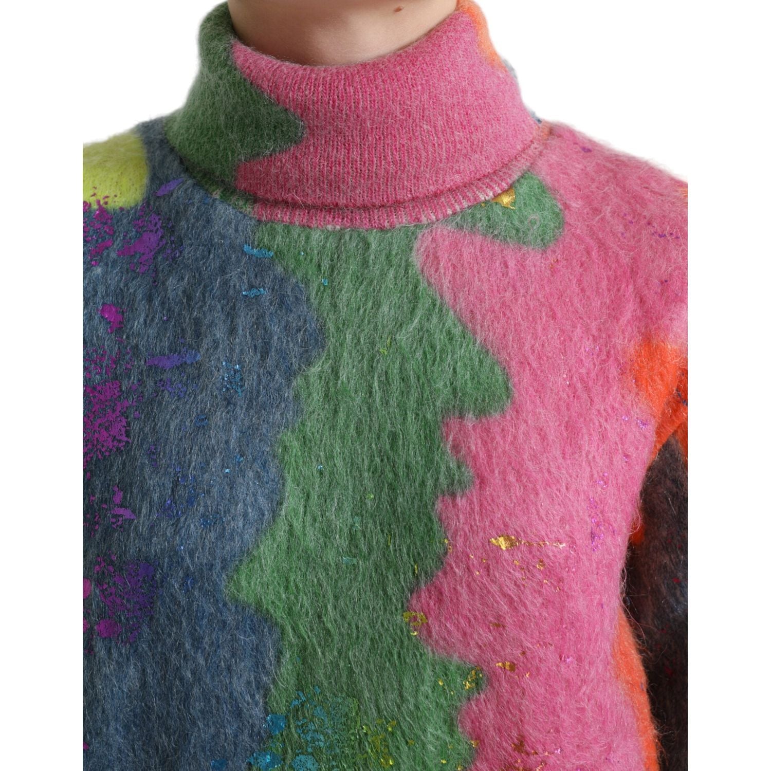 Dolce & Gabbana Multicolor Mohair Turtleneck Pullover Sweater