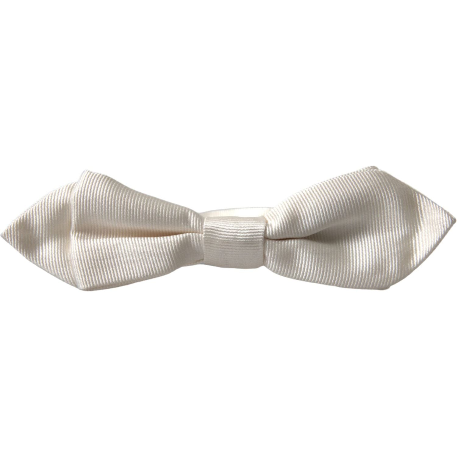 Dolce & Gabbana White Silk Slim Adjustable Neck Papillon Bow Tie