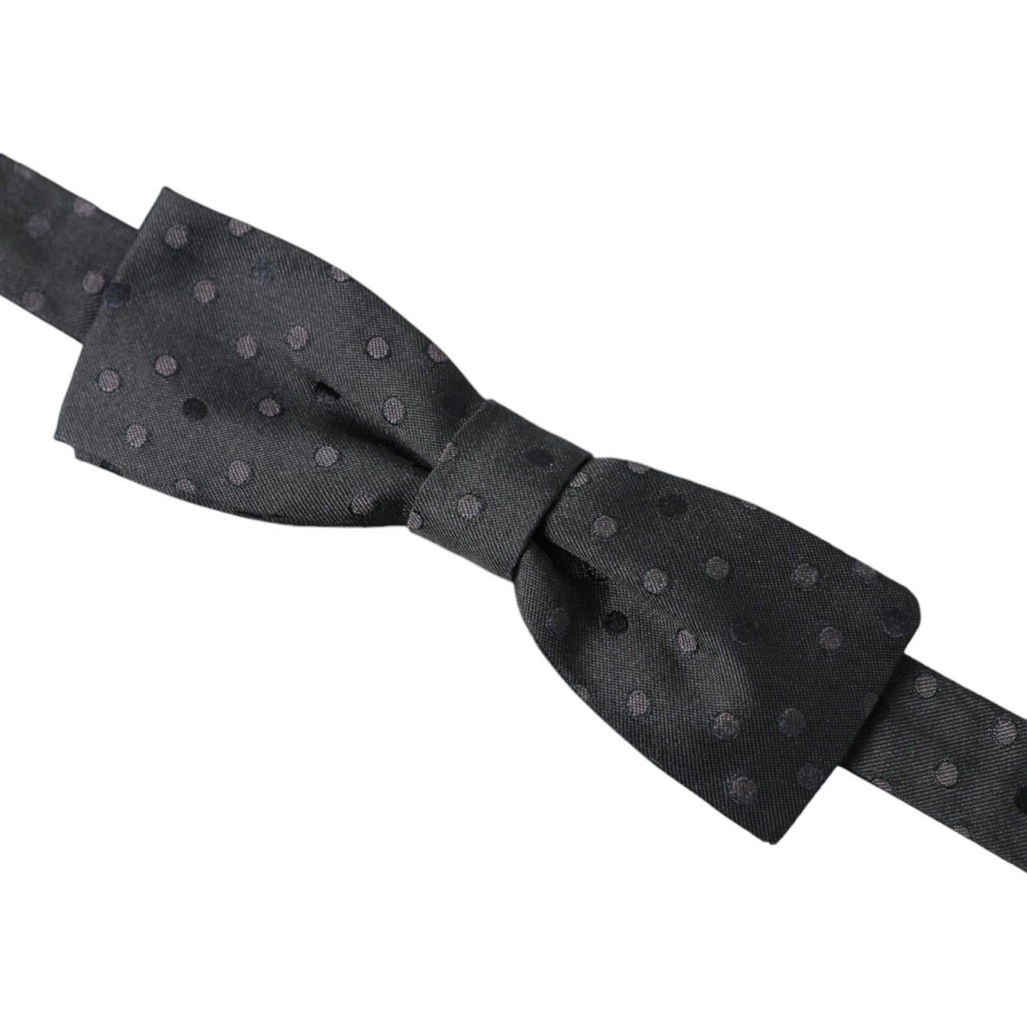 Dolce & Gabbana Gray Polka Dot Silk Adjustable Neck Men Papillon Bow Tie