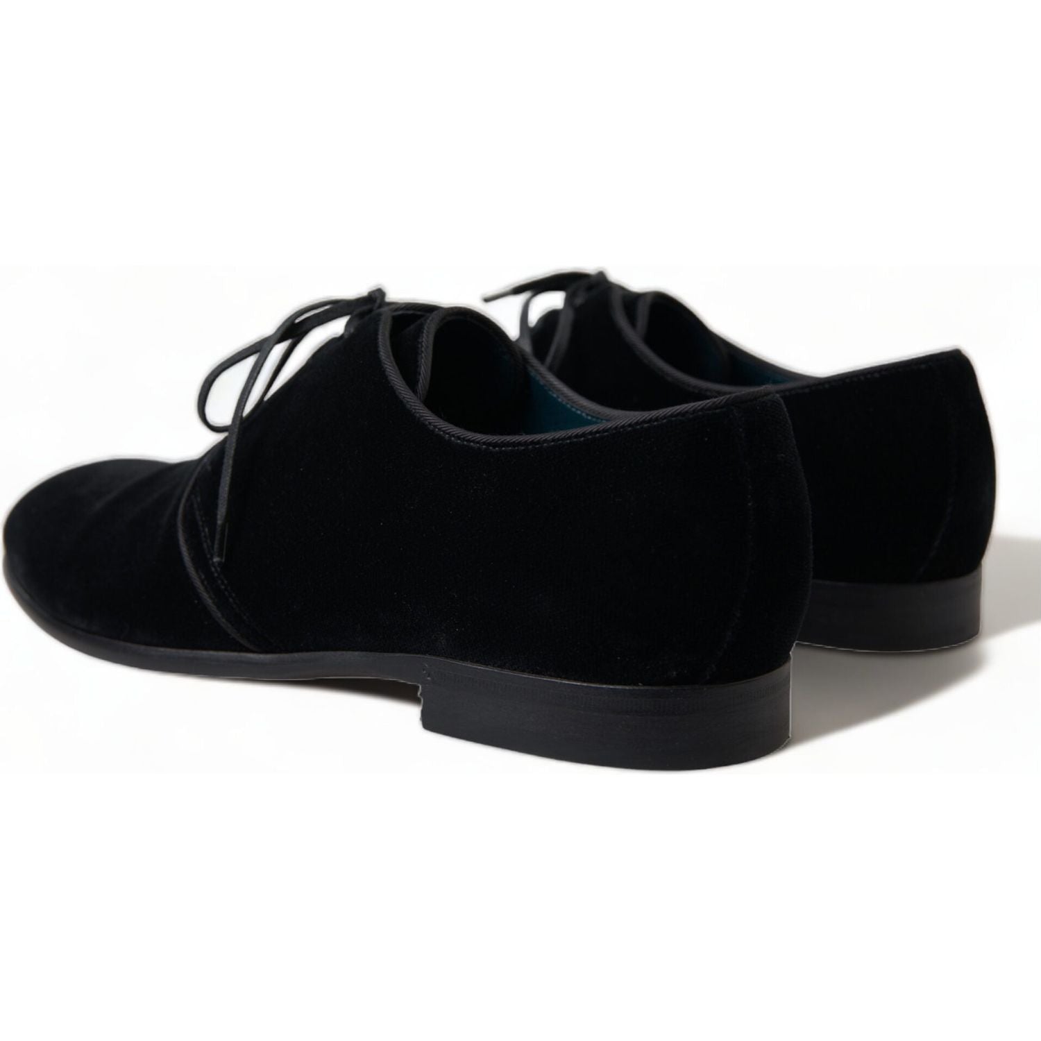 Dolce & Gabbana Black Velvet Lace Up Formal Derby Dress Shoes