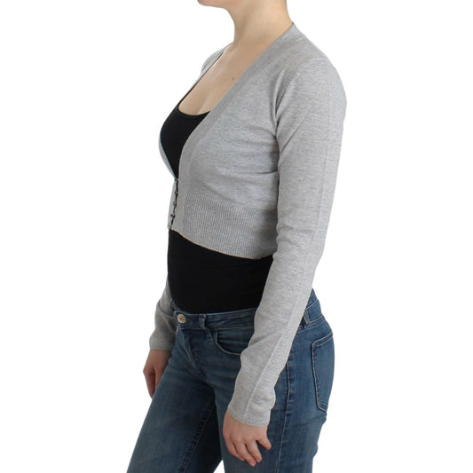 Cavalli Gray cropped wool cardigan SIG11851-3