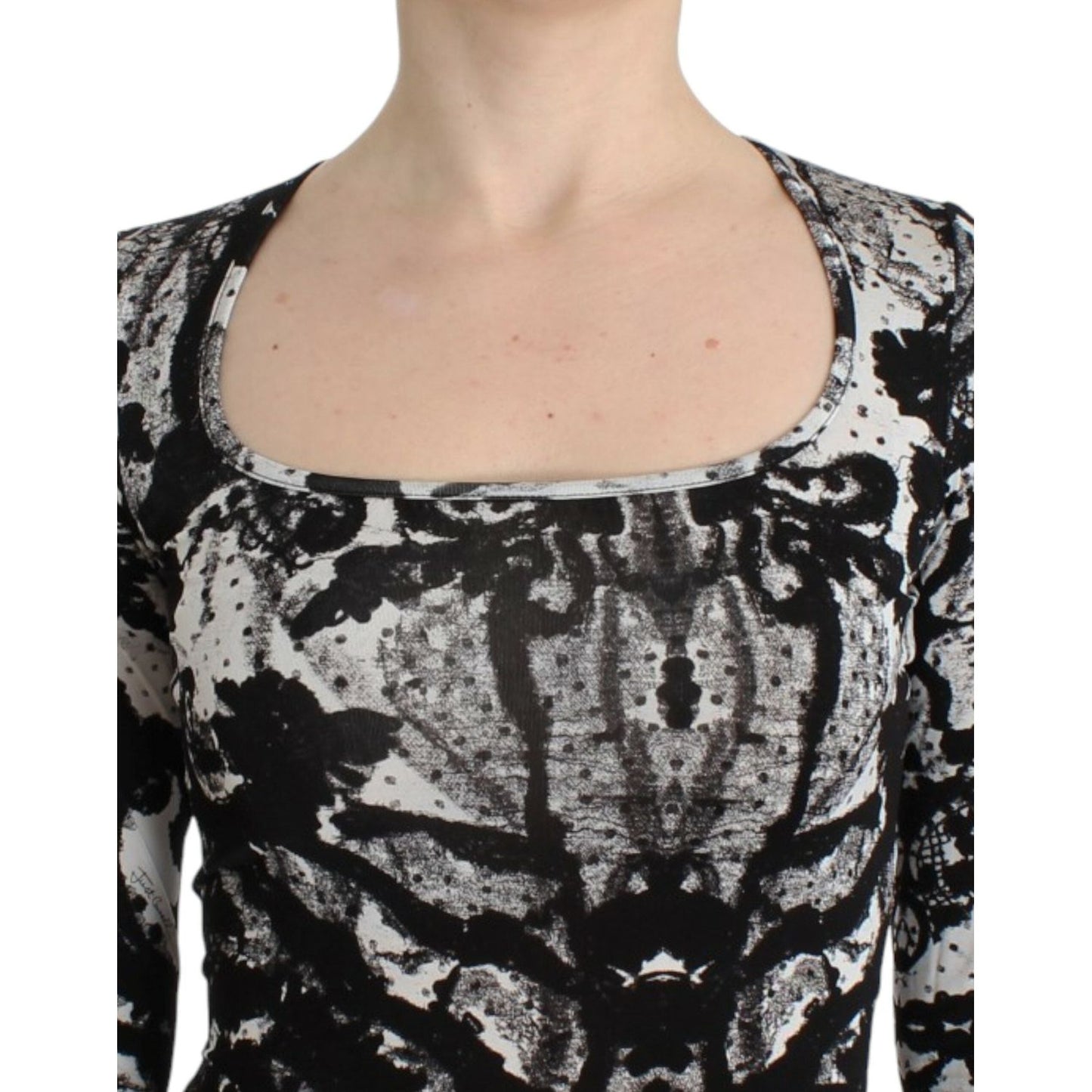 Cavalli Black Printed Sheath Dress