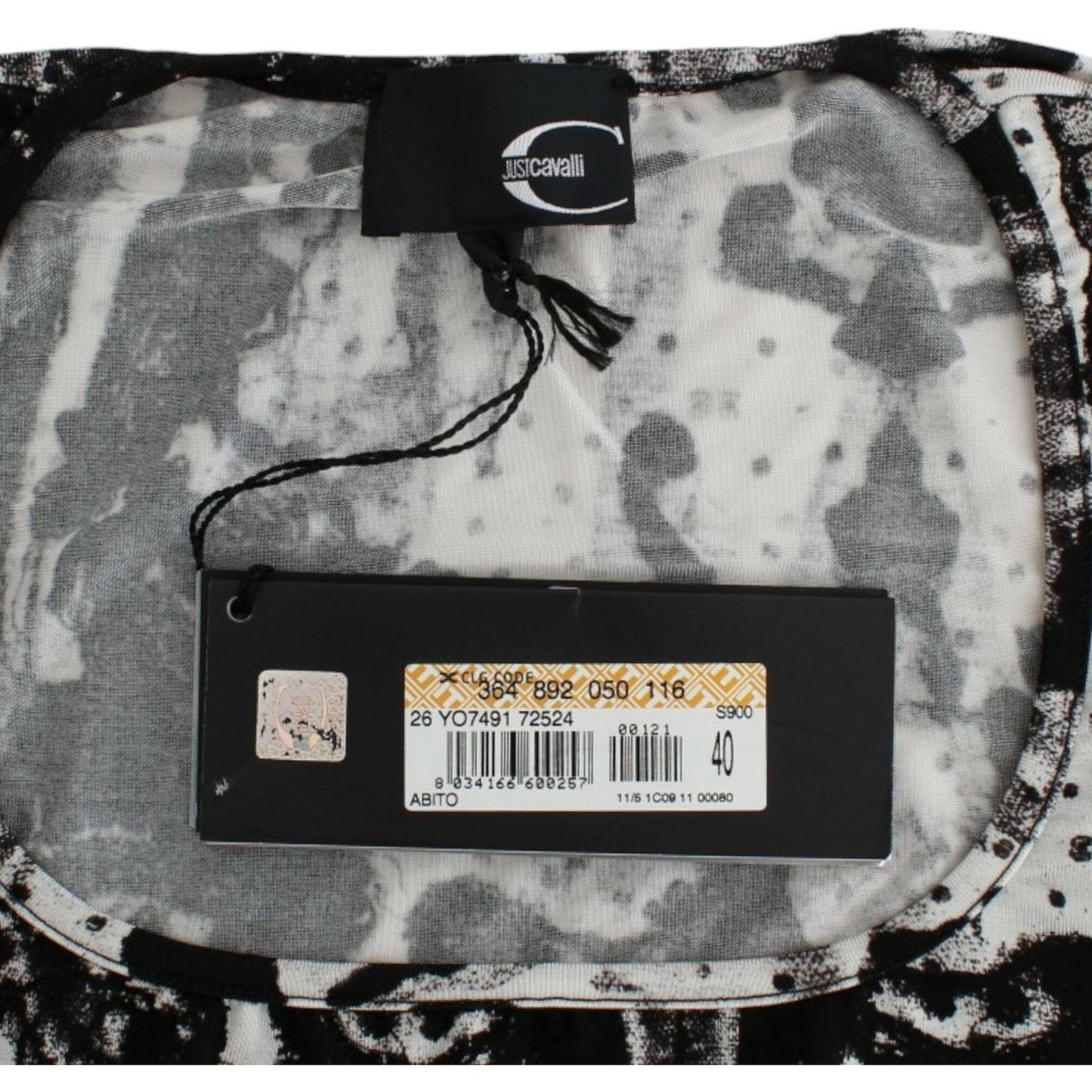 Cavalli Black Printed Sheath Dress