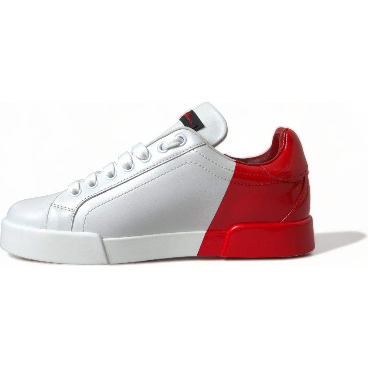 Dolce & Gabbana White Red Lace Up Womens Low Top Sneakers Shoes