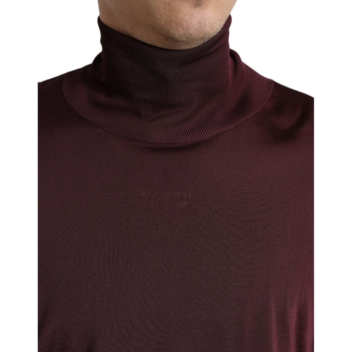 Dolce & Gabbana Maroon Viscose Turtleneck Pullover Sweater TSH84755-48