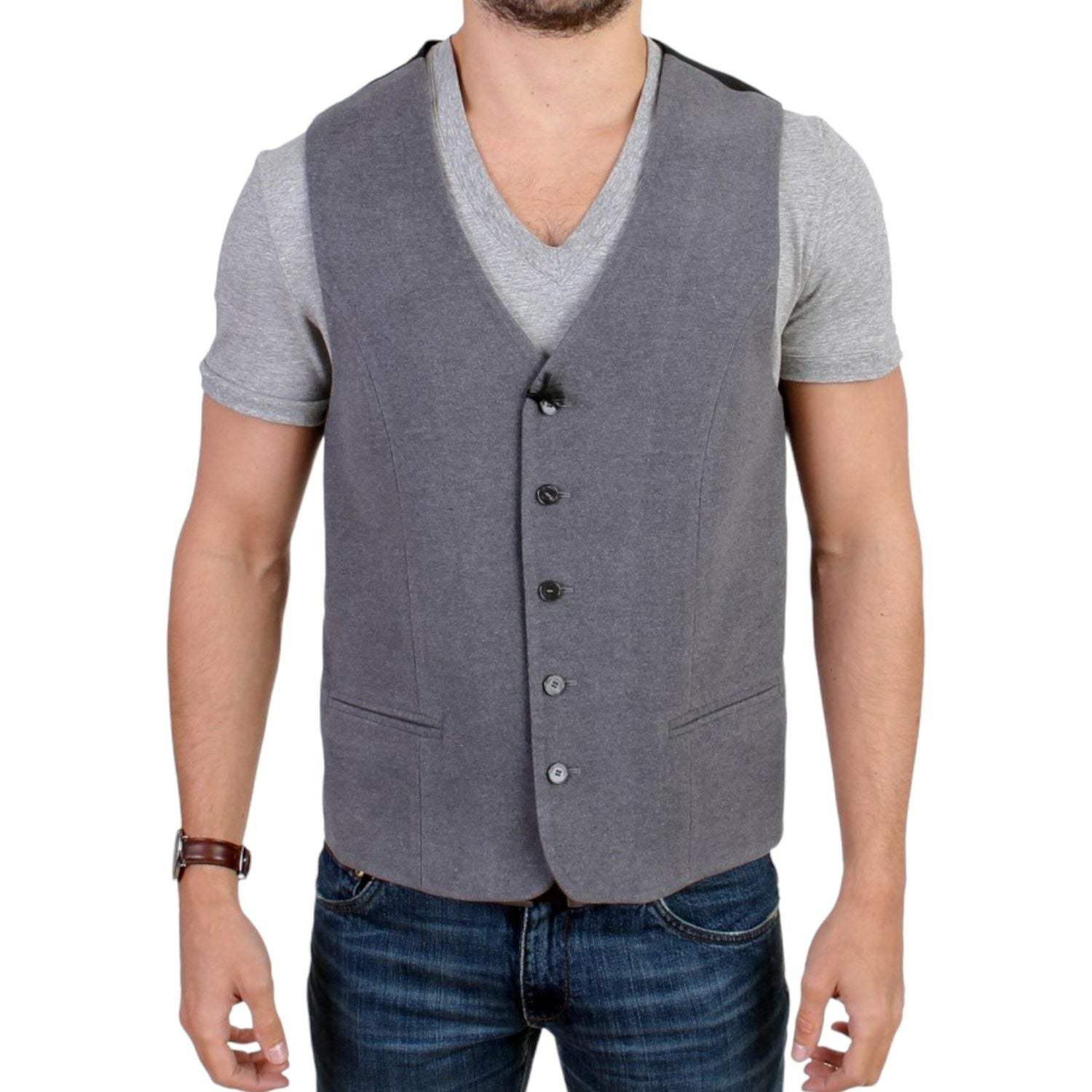 Costume National Gray cotton blend casual vest