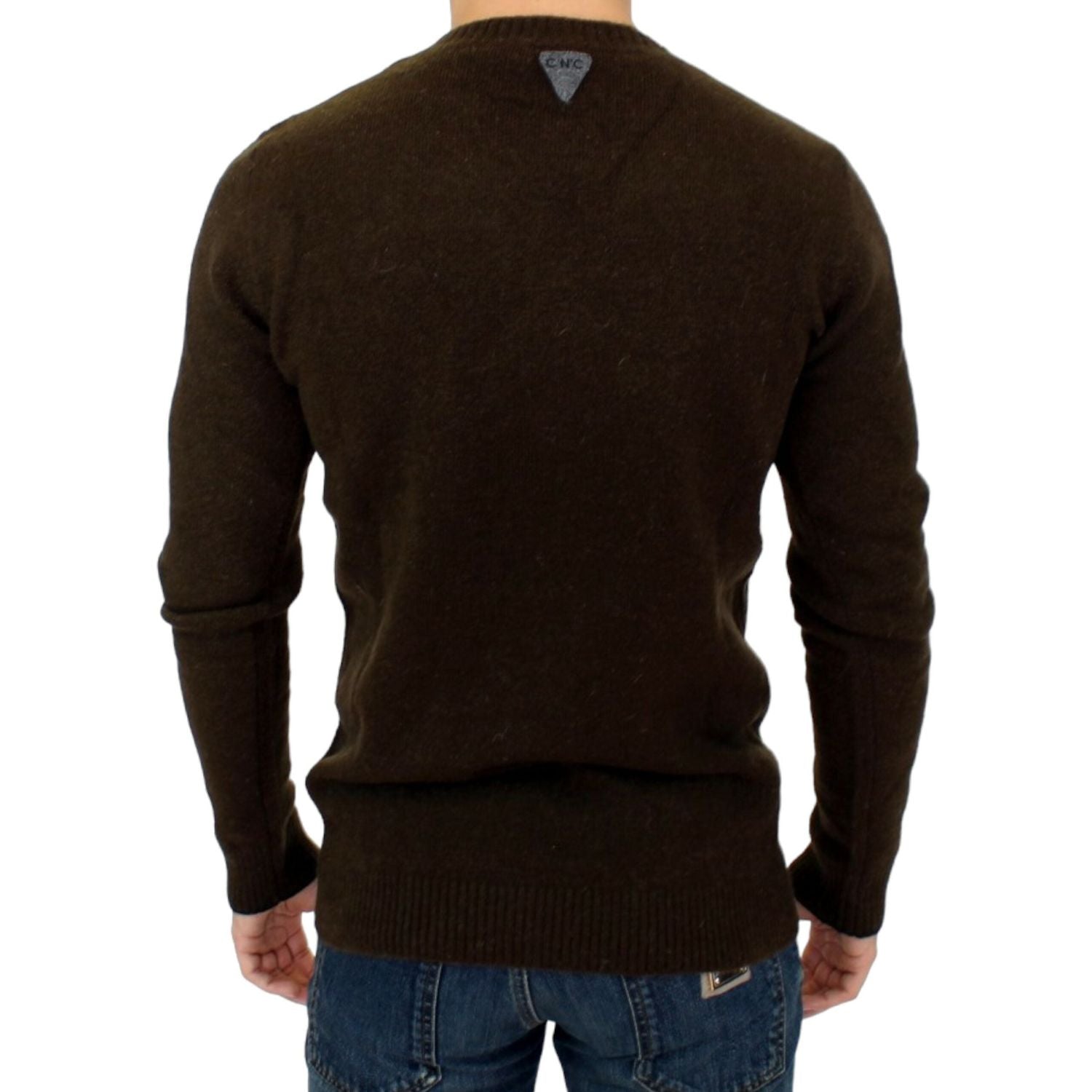 Costume National Brown striped crewneck sweater