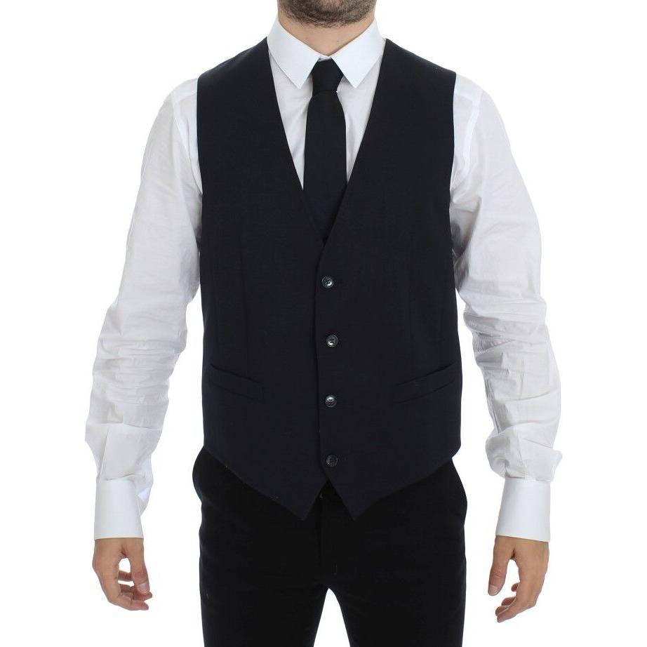 Dolce & Gabbana Gray Striped Wool Silk Dress Vest Gilet VES10029-2