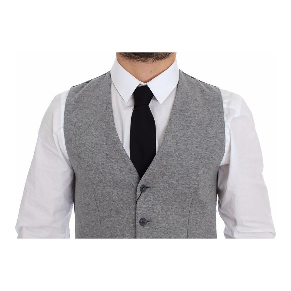 Dolce & Gabbana Gray Cotton Stretch Dress Vest Blazer