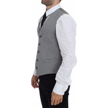 Dolce & Gabbana Gray Cotton Stretch Dress Vest Blazer