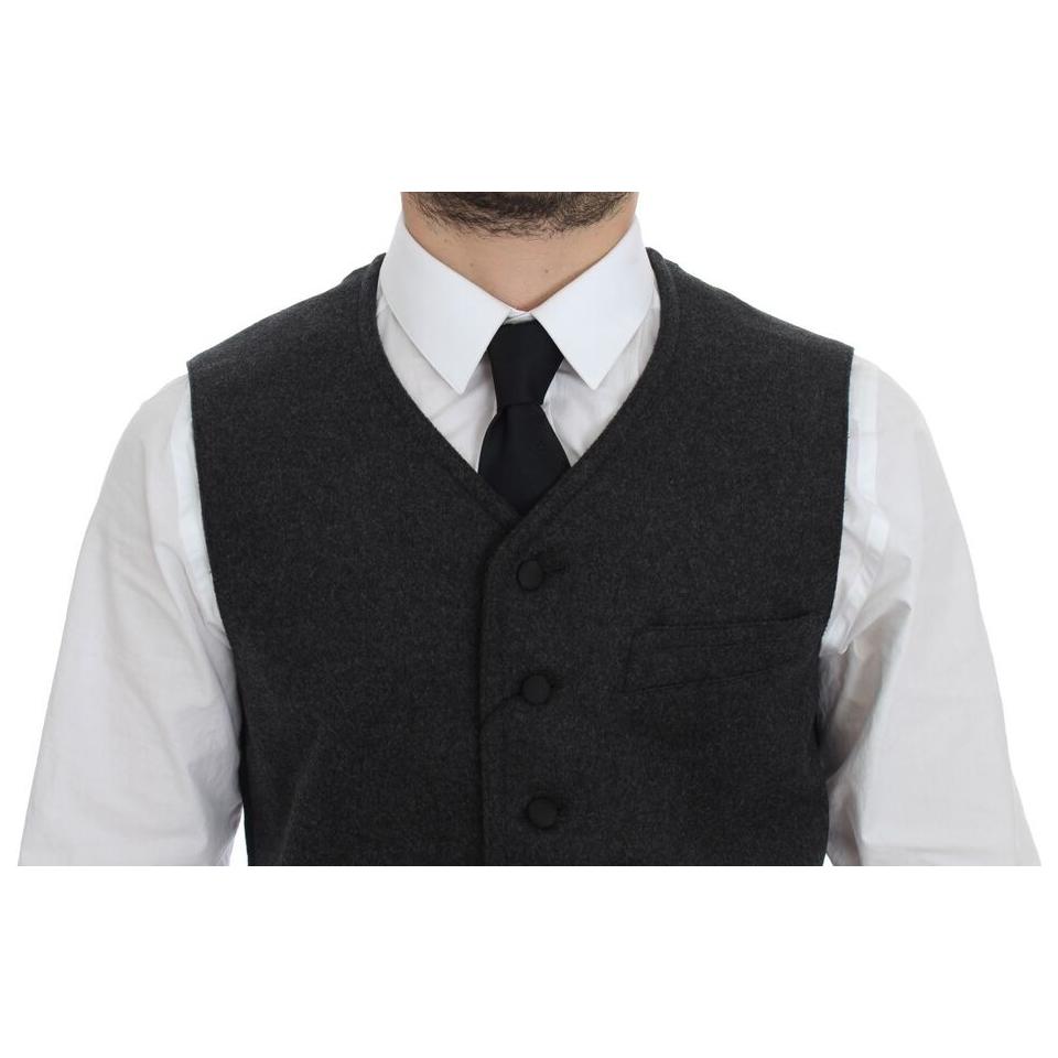 Dolce & Gabbana Gray Wool Blend Logo Vest Gilet Weste