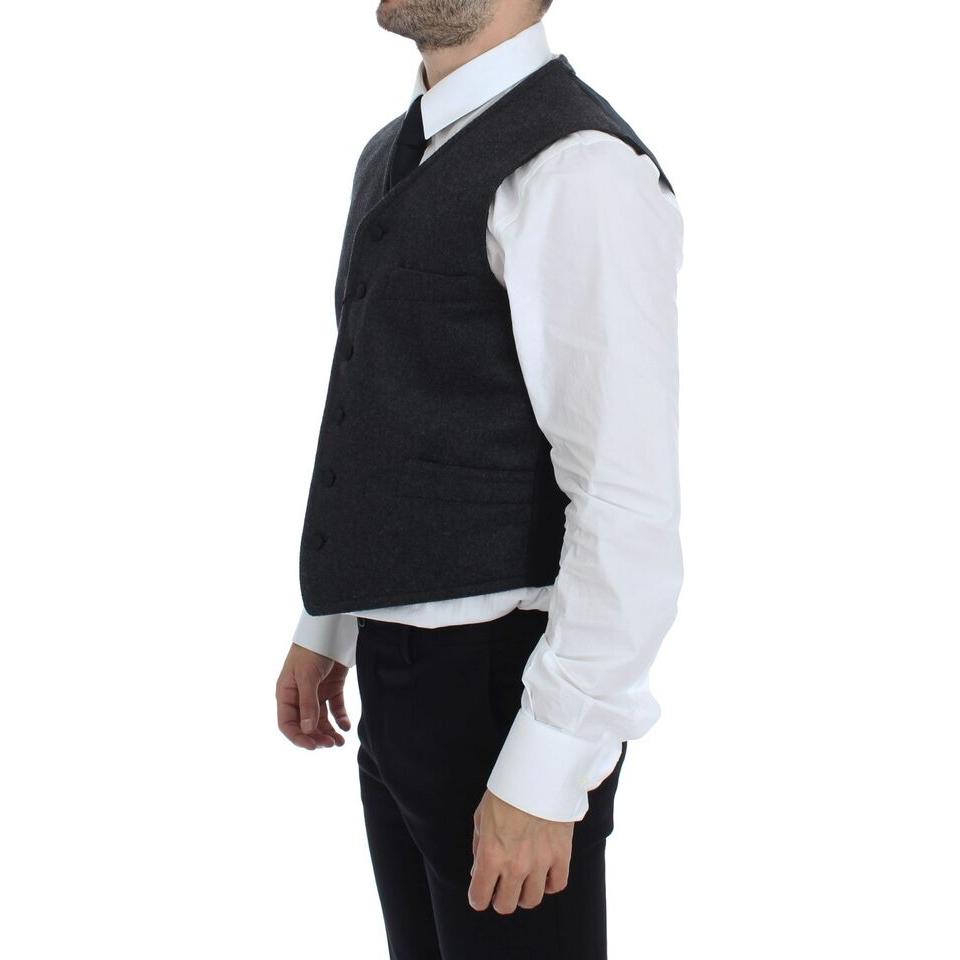 Dolce & Gabbana Gray Wool Blend Logo Vest Gilet Weste